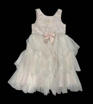 Princess Collection Girls Ivory Blush Lace Tulle Tiered Formal Party Dress